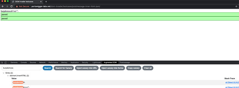 DOM Invader in Burp Suite Pro's embedded browser