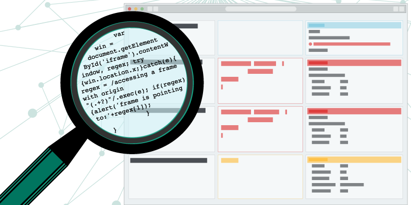 Magnifying glass inspecting code