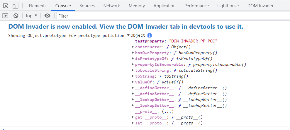 Polluting the Object.prototype with a PoC property