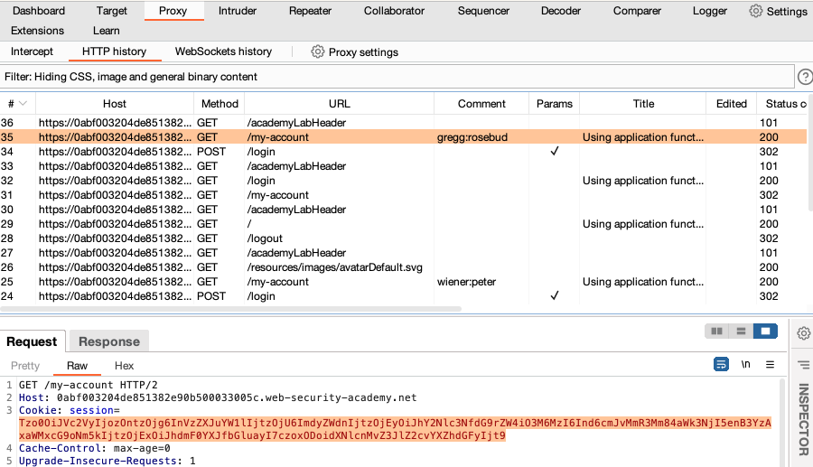 Session cookie second user individual endpoint