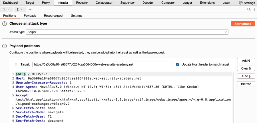 Set HTTP method payload position